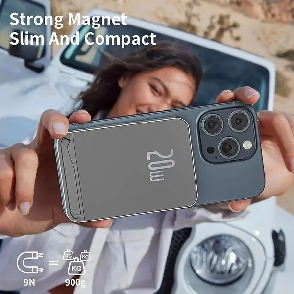 Портативний зарядний пристрій Mag-safe Wireless 10000 mAh швидка зарядка Magnetic Slim USB C 22.5W - фото 3