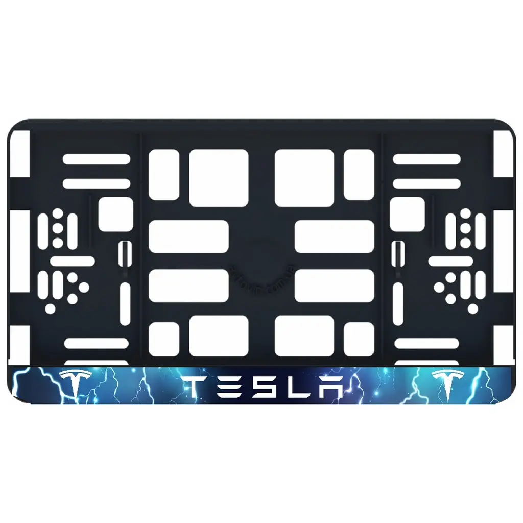 Рамка номера Tesla lightning під Американський номер 300х150 мм Кольоровий Логотип