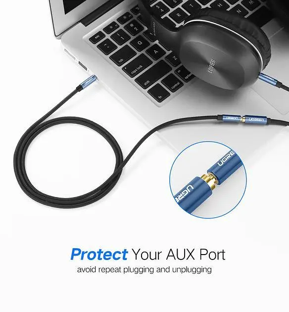 Кабель Ugreen AV118 3.5 mm Male to 3.5 mm Female 1 м Blue (40673) - фото 5