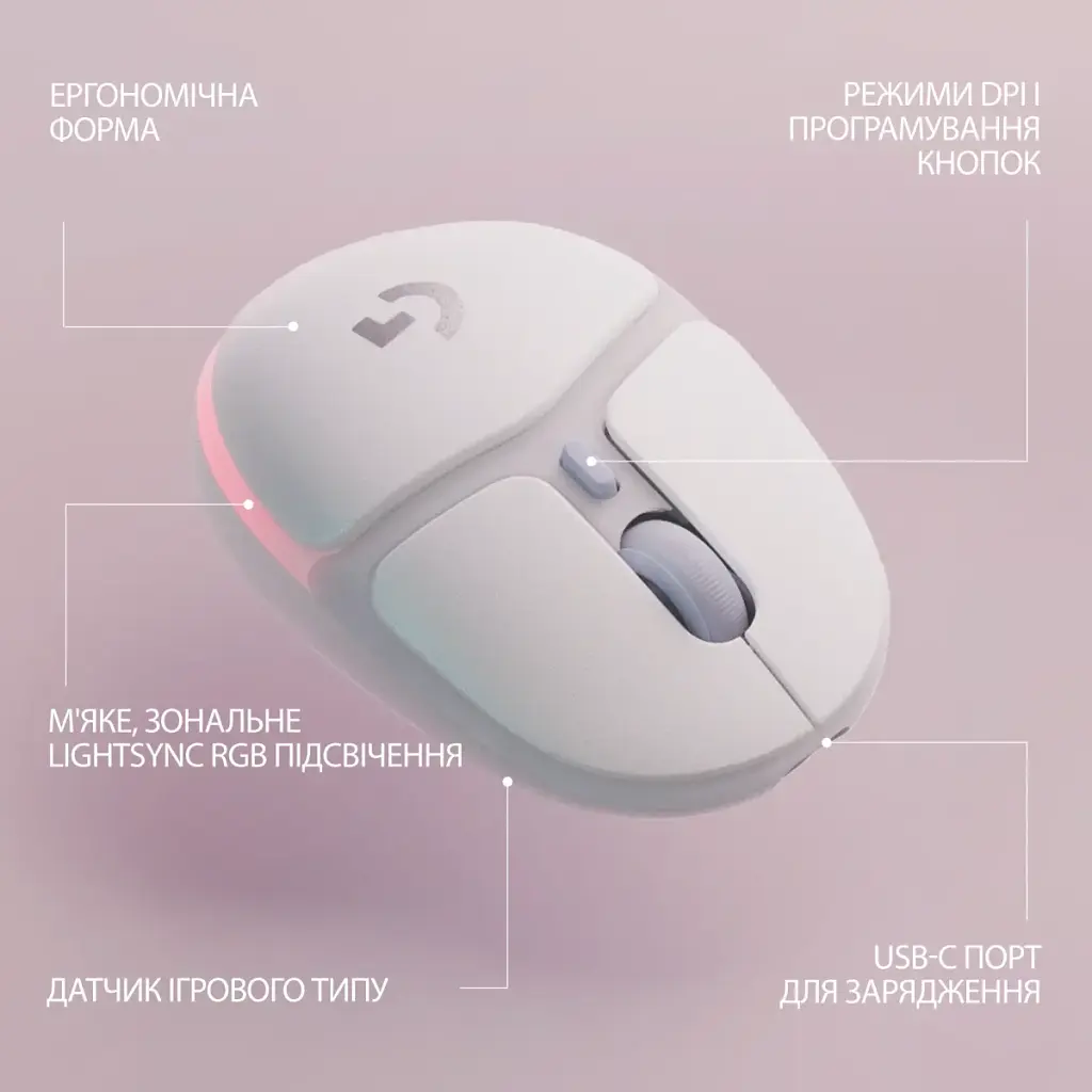 Мишка Logitech G705 Gaming Wireless/Bluetooth White (910-006367) - фото 6