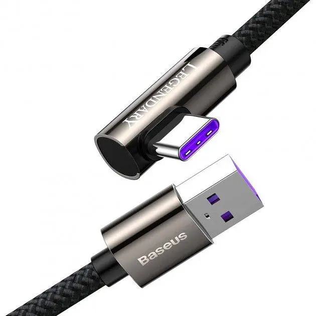 Кабель Baseus Legend Series Elbow Fast Charging Cable USB to Type-C 66W 1m CATCS-B01 Black - фото 4