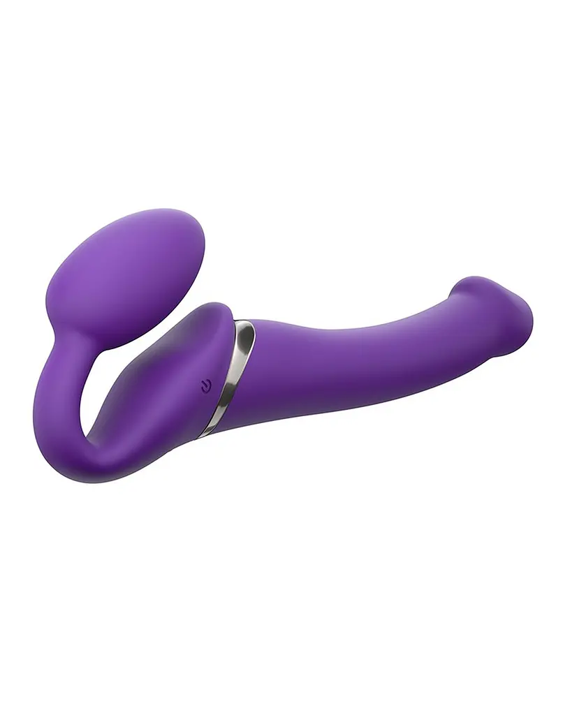 Безремневий вібруючий страпон Strap-On-Me M, 15.6 см (фіолетовий) - фото 3
