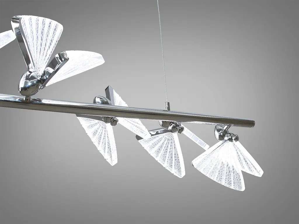 Подвесной светильник LED Diasha Y8022L-6HR Бабочки, 48W, хром, современный стиль для коридора, гостиной, спальни, офиса - фото 4