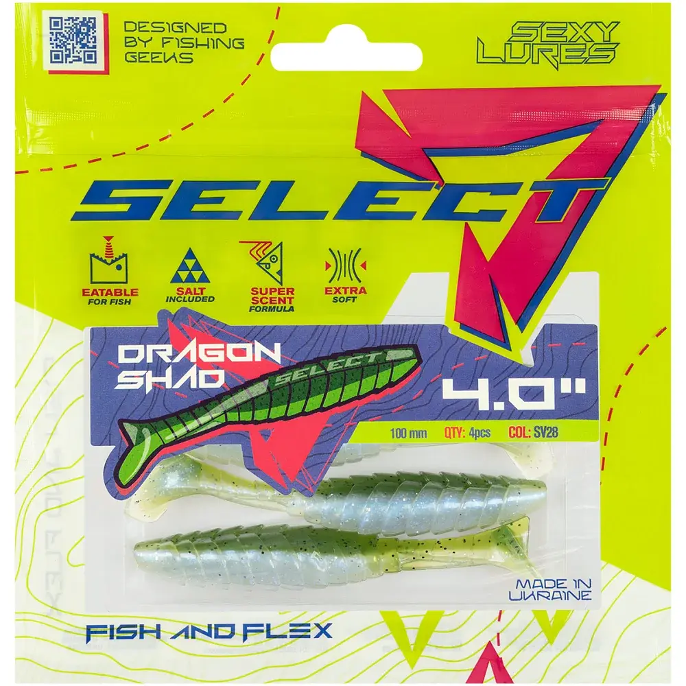 Силікон Select Dragon Shad 4" SV28 (4 шт/уп) - фото 2