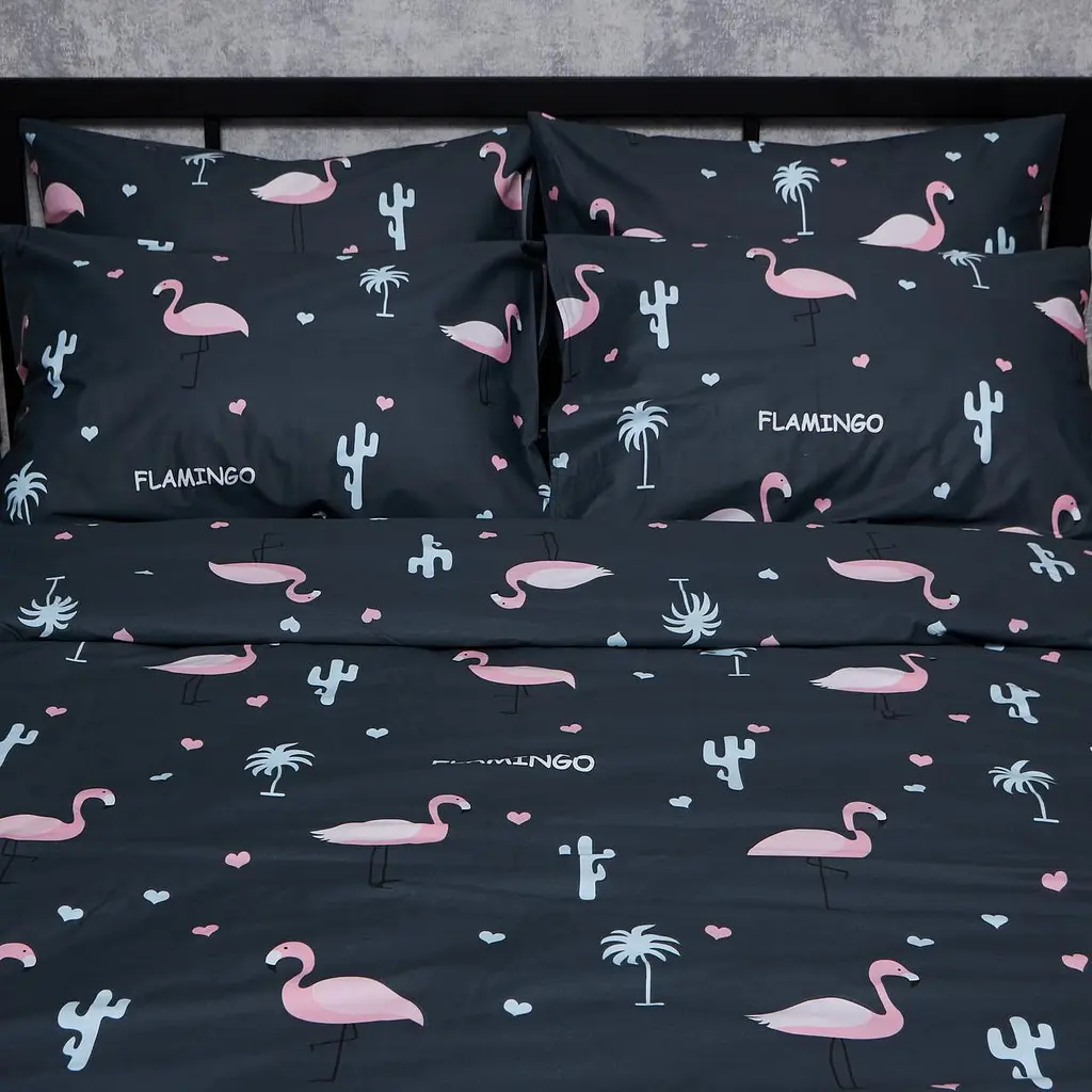 Комплект постільної білизни Moon&Star Satin Elit Flamingo Сімейний 2х143х210 см наволочки 2х40х60 см - фото 3