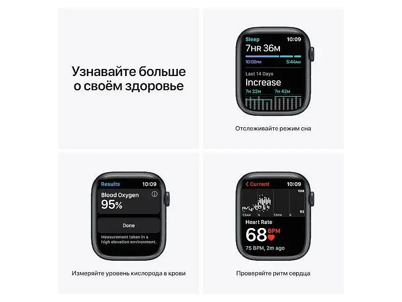 Смарт-годинник Apple Watch Series 7 GPS 45mm Midnight Aluminum Case With Midnight Sport Band (MKN53) - фото 5
