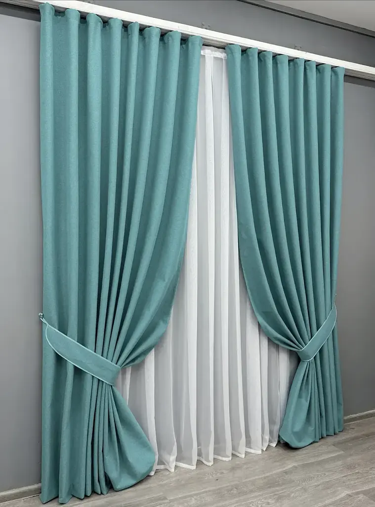 Комплект штор VR-Textil Ashen Night блекаут 2 шт 150x290 см лазурний (1846ш) - фото 3