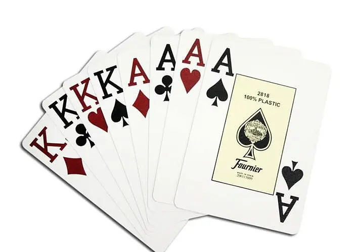 Карти гральні Fournier 2818 100% Plastic Jumbo Index (red blue) (PC_F2818PJI) - фото 3