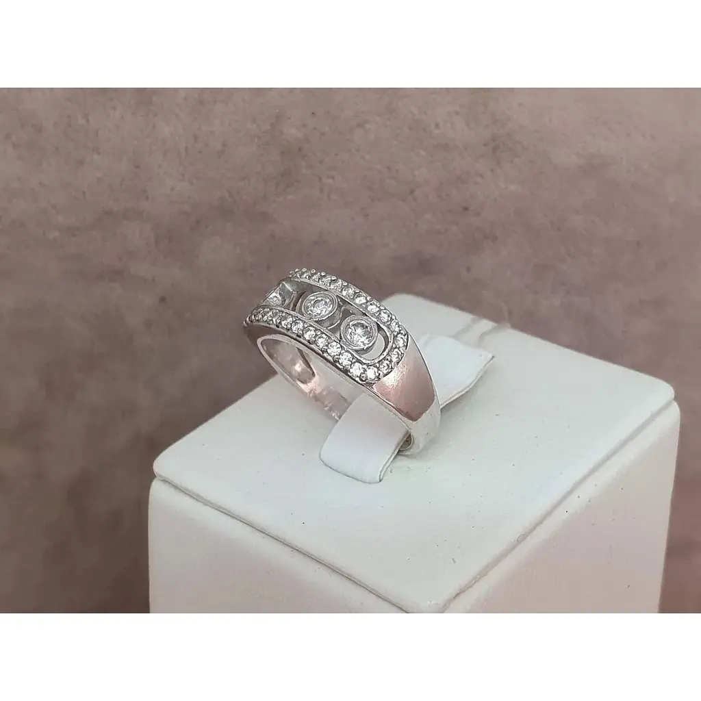 Срібне кільце Агні Мессіка з фіанітами. 1637/1Р-CZ 17 - фото 3