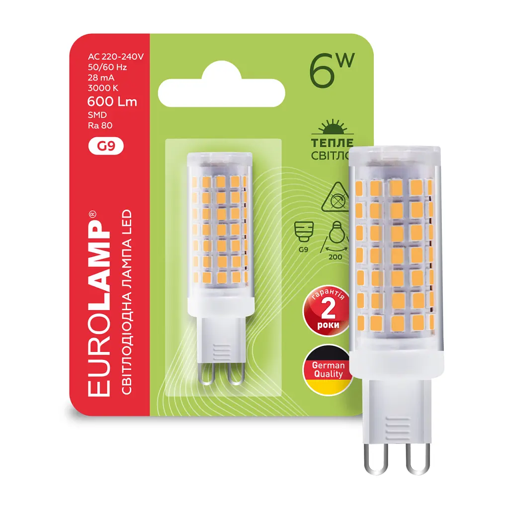 Лампочка Eurolamp LED G9 6W 600Lm 3000K (LED-G9-0630(220)) - фото 2