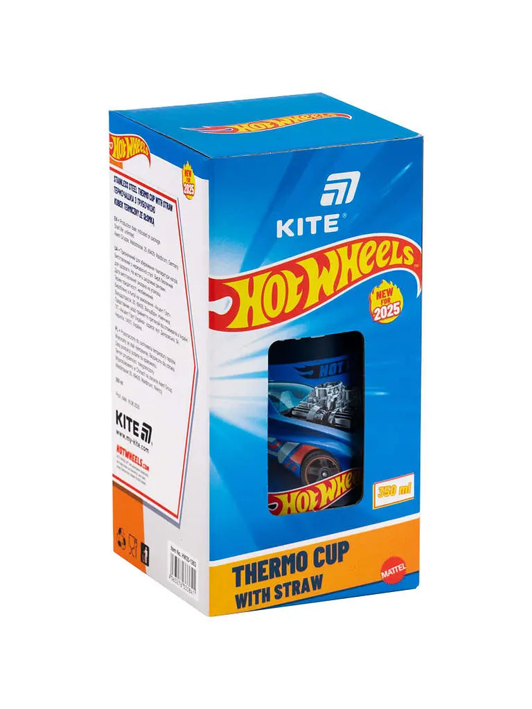 Термокружка KITE 350 мл Hot Wheels з трубочкою (HW25-1263) - фото 3