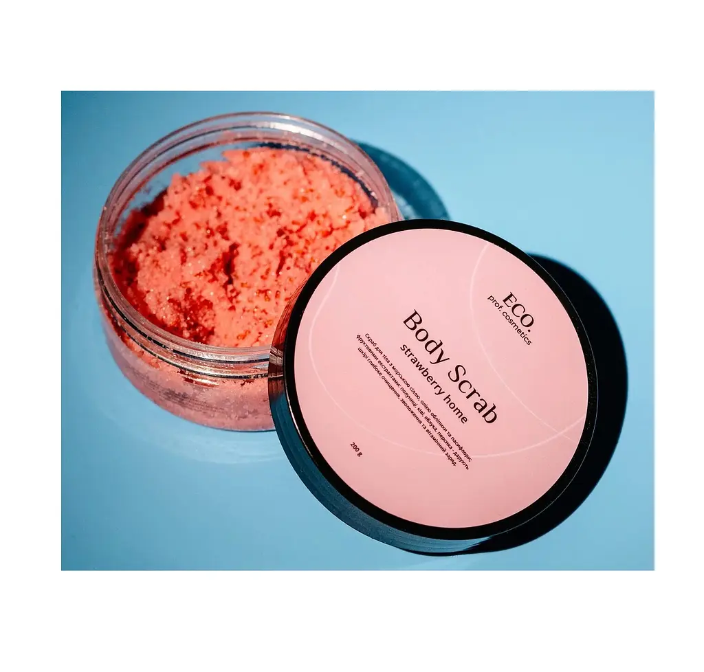Скраб для тіла Полуничний Body scrub strawberry home Eco.prof.cosmetics 200 г - фото 2