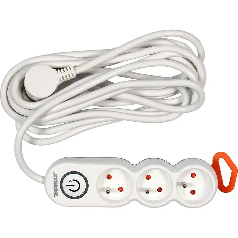 Подовжувач мережевий Sthor 5 м 3 гнізда і вмикач 3-жильний 1.5 мм² з заземленням білий (72352) - фото 2
