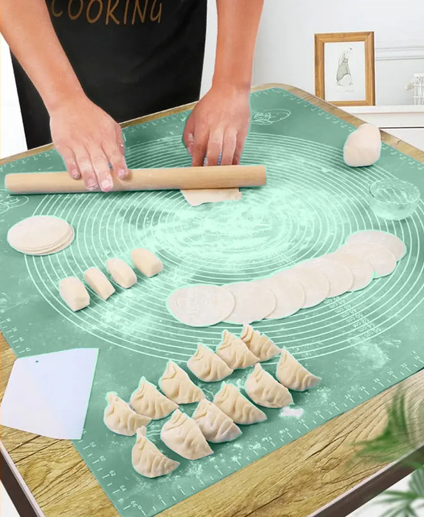 Килимок силіконовий для розкочування тіста великий квадратний 70х70 см, Kitchen Master Зелений 84461 - фото 3