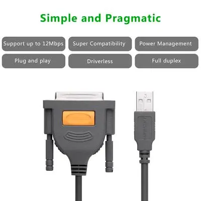 Кабель для принтера USB 2.0 to DB25 2.0m US167 black Ugreen (20224) - фото 5