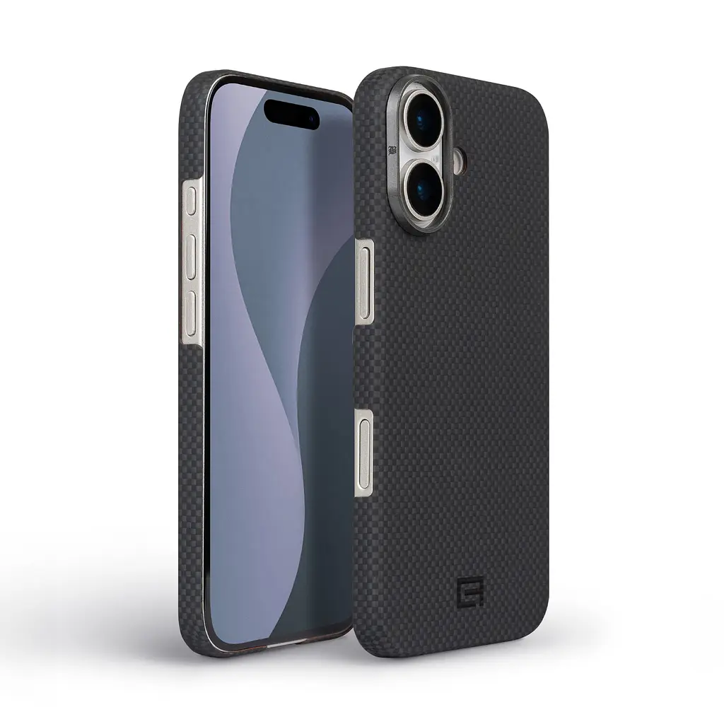 Защитный чехол для Apple iPhone 17, BlackIcon Kevlar MagCase, кевларовый, черный, панель, накладка с поддержкой MagSafe, противоударный, защита всего корпуса, усиленные углы, совместим с беспроводной зарядкой, ArmorStandart (ARM88532) - фото 2