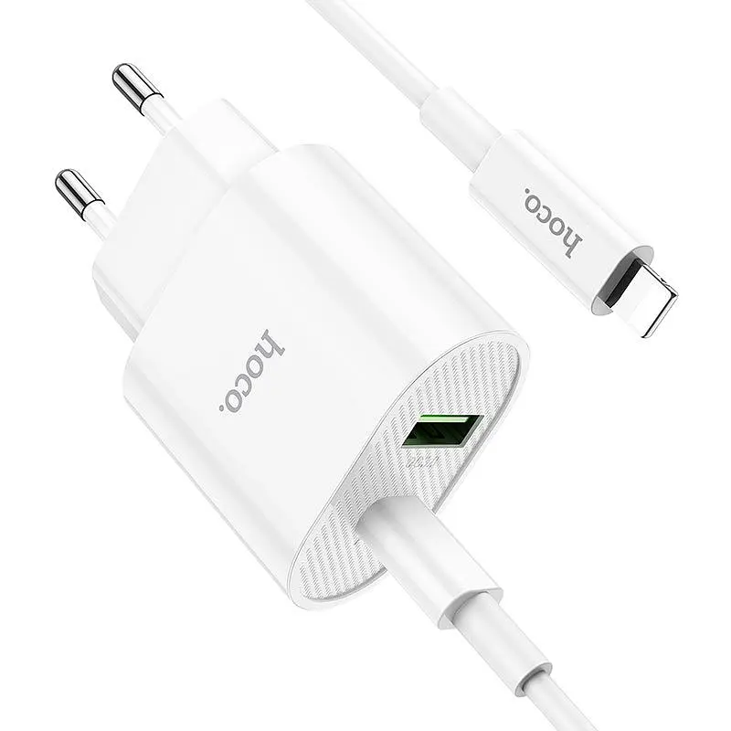 Мережевий зарядний пристрій Hoco C95A Lineal PD20W+QC3.0 + Cable USB-C to Lightning White [757326] [76051] - фото 7