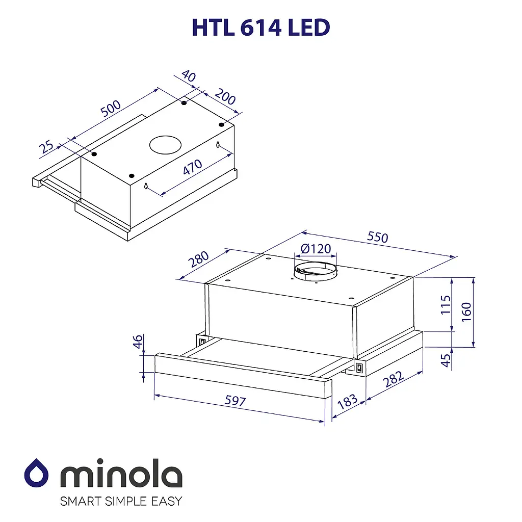 Витяжка телескопічна MINOLA HTL 614 WH LED - фото 10