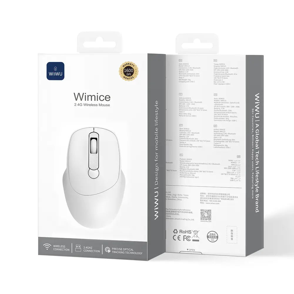Маніпулятор миша бездротова WIWU 2.4G Wireless Mouse WM113 White - фото 5