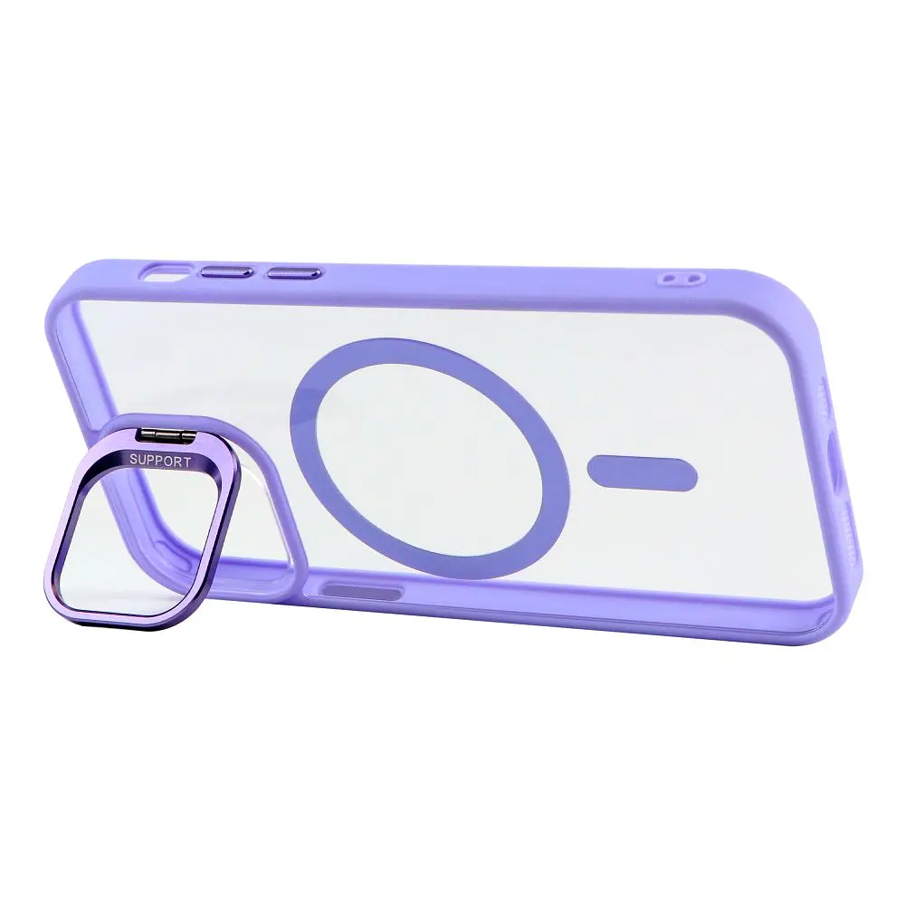 Чохол із підставкою MagSafe TPU PC Metal Stand Case and Camera Lenses Apple iPhone 15 Purple - фото 2