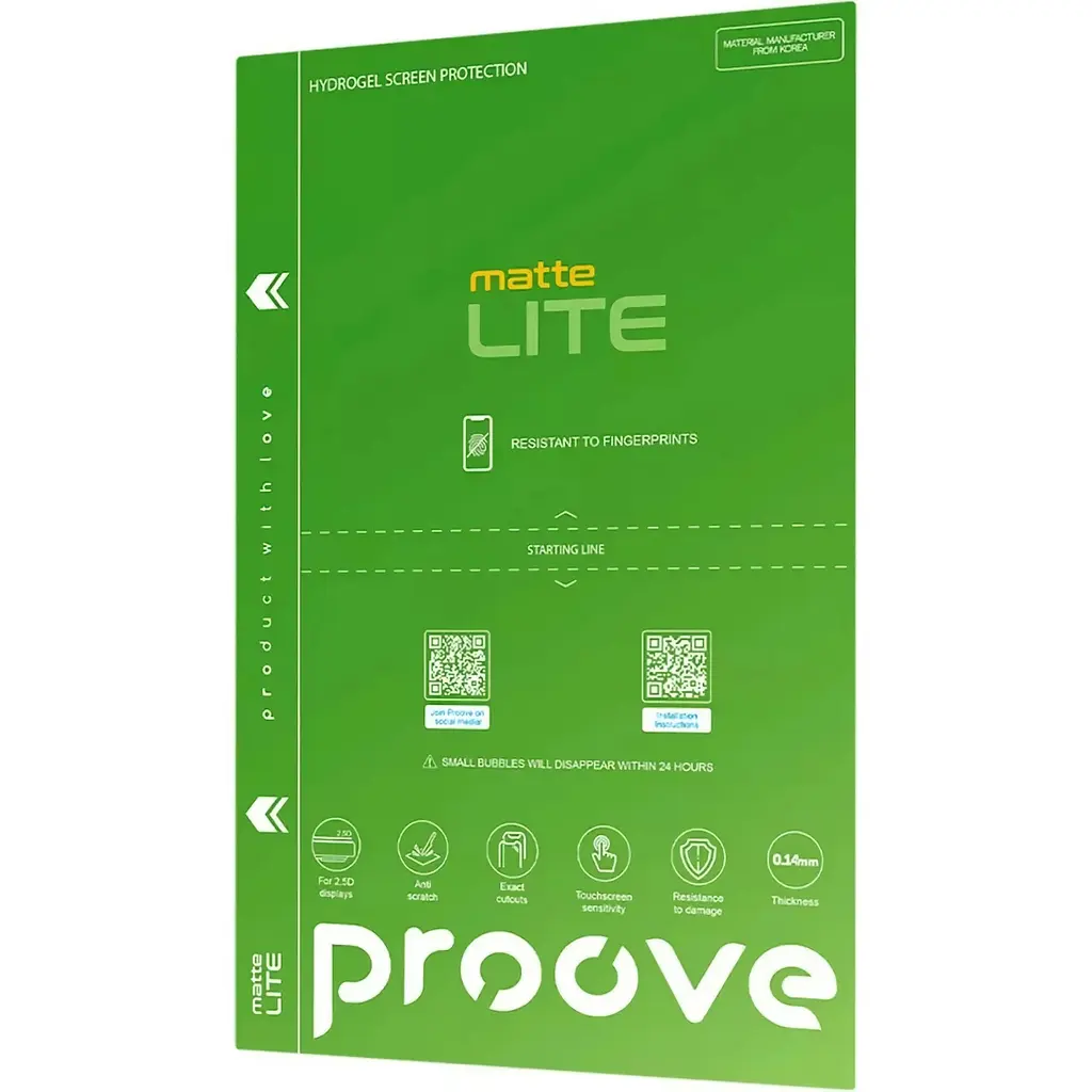 Гідрогелева захисна плівка Proove Hydrogel Screen Protection LITE Size S Matte + безкоштовна поклейка (GGLT21400150) [68939] - фото 2