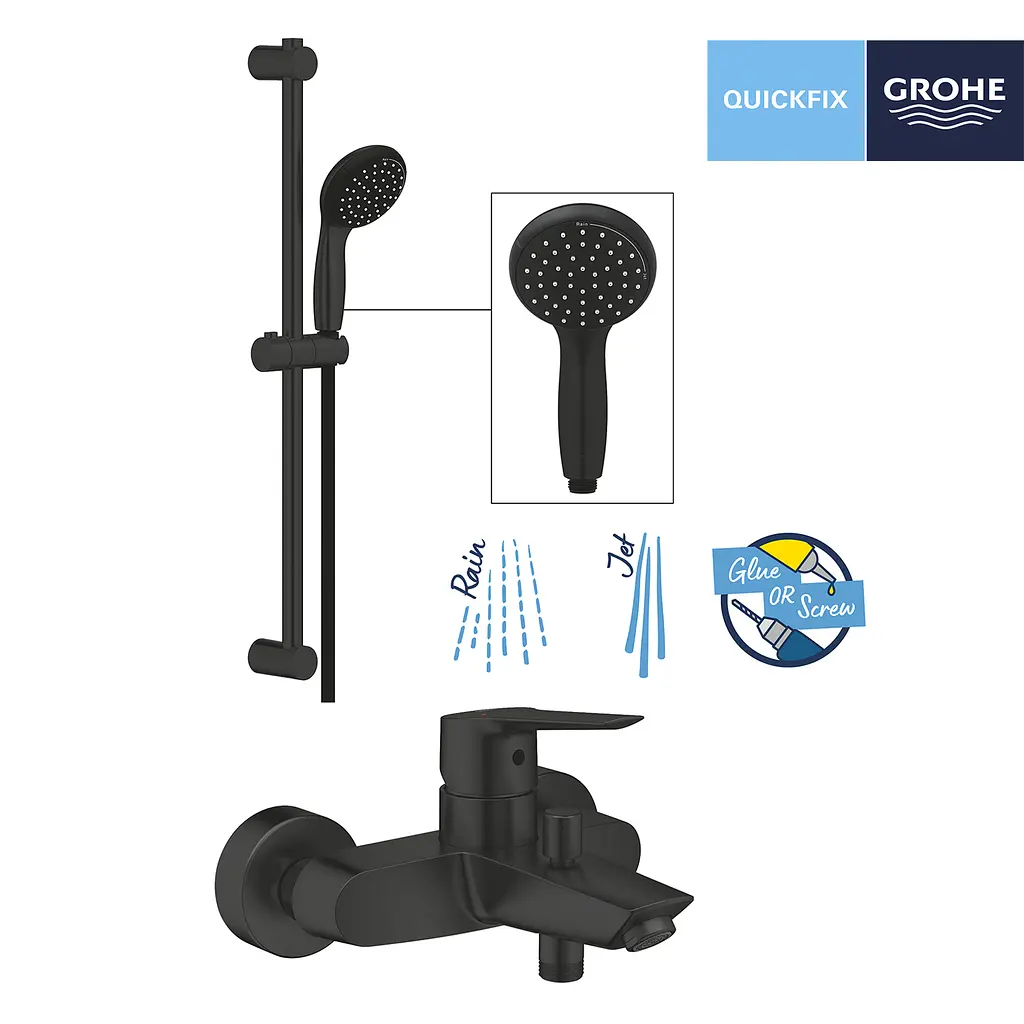Змішувач для ванни Grohe QuickFix Start Black UA30330702, Чорний матовий - фото 9