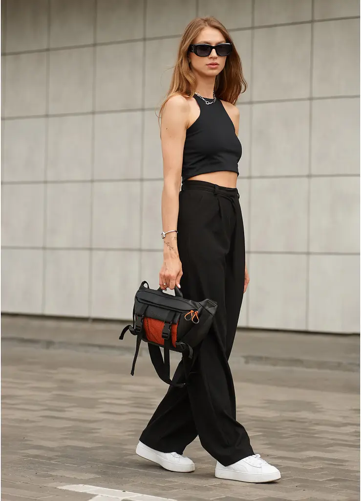 Жіноча сумка бананка Sambag Dynamicdart чорно-помаранчева 38 × 21 × 7 см (80411129) - фото 13