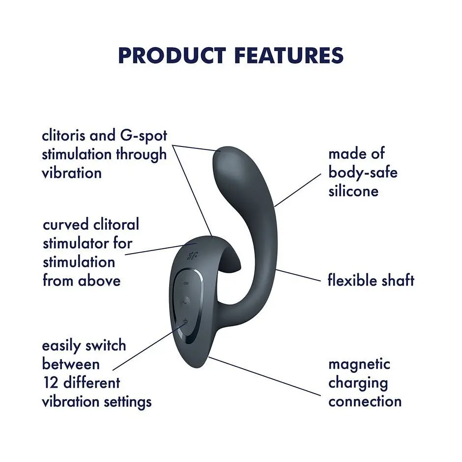 Вагінально-кліторальний вібратор Satisfyer G for Goddess 1 Dark Grey, 2 мотори - фото 6
