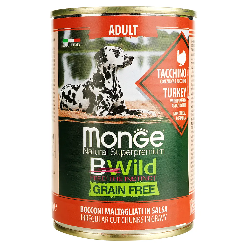 Влажный корм для собак Monge Dog Wet Bwild Adult, индейка, тыква и цуккини, 400 г - фото 2