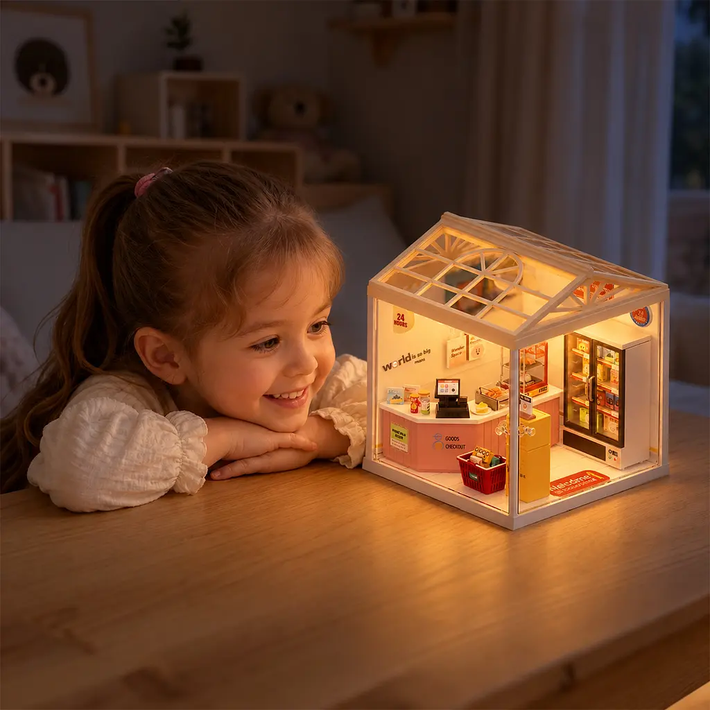 Конструктор-румбокс Mini House серії Інтер'єр Цілодобовий мінімаркет зі світлом (8001) - фото 6