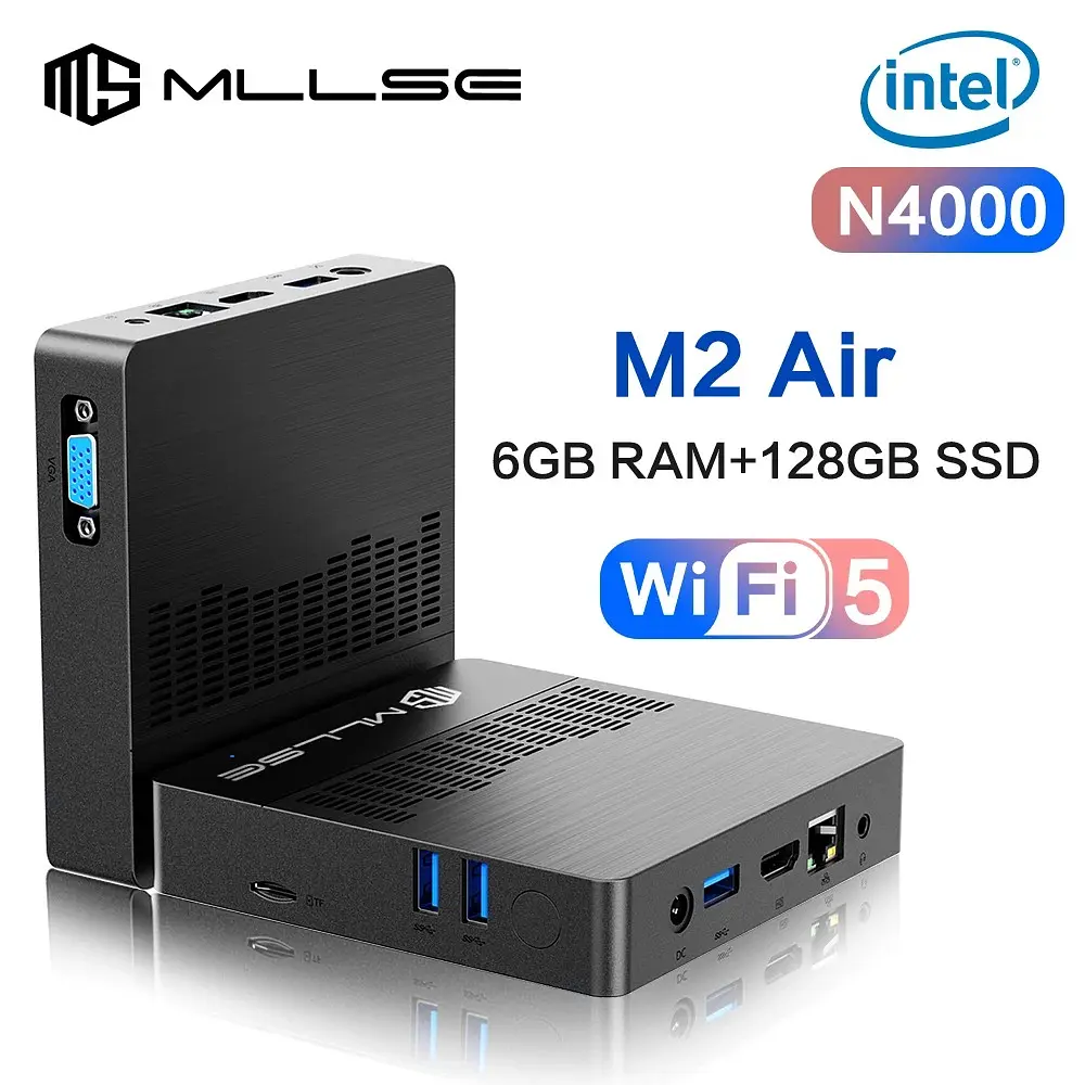 MLLSE M2 Air Mini PC 6GB RAM, 128GB EMMC, Intel N4000, Windows 11 Pro - фото 2