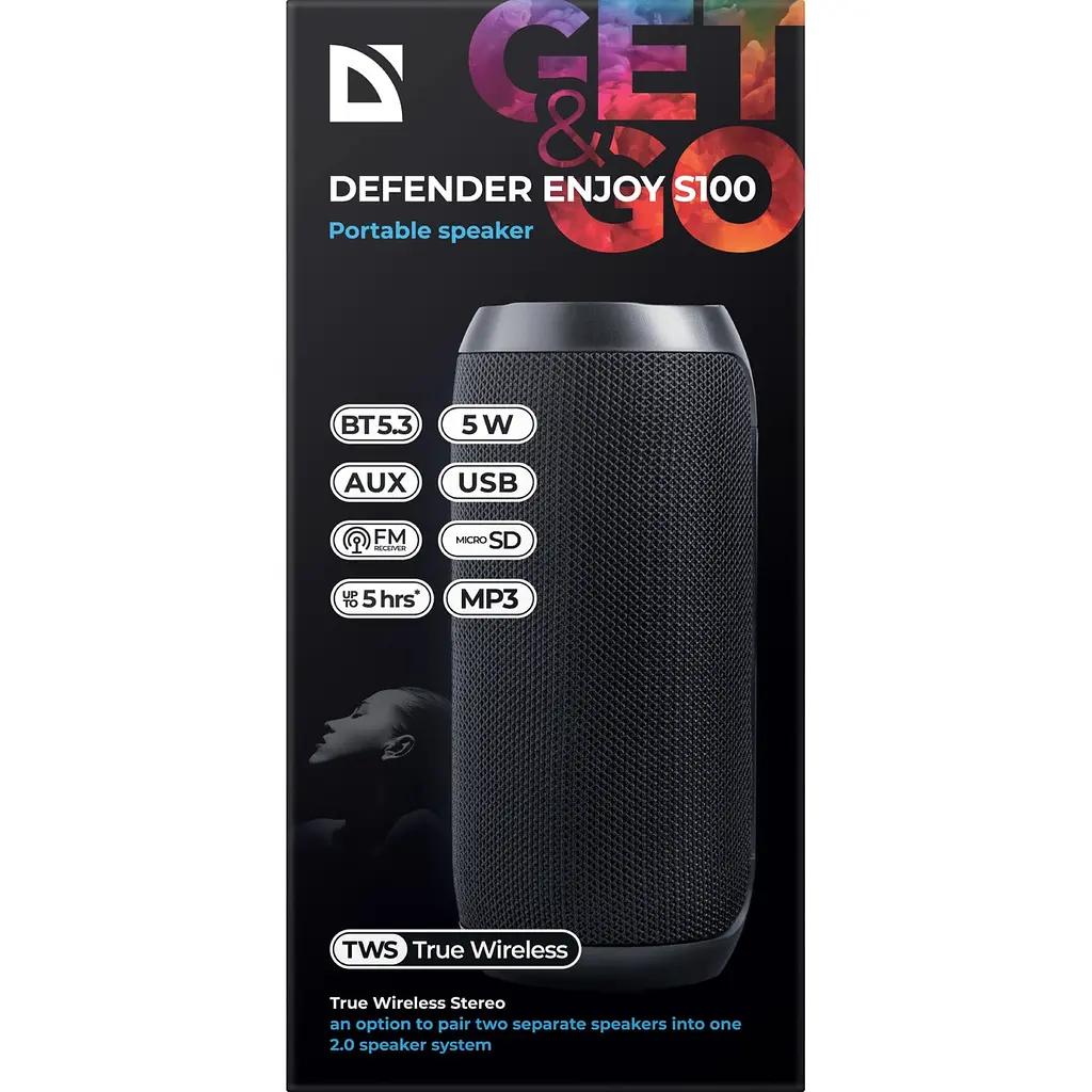 Акустична система 1.0 Defender S100 5Вт, BT/FM/USB/TF/AUX/TWS - фото 4
