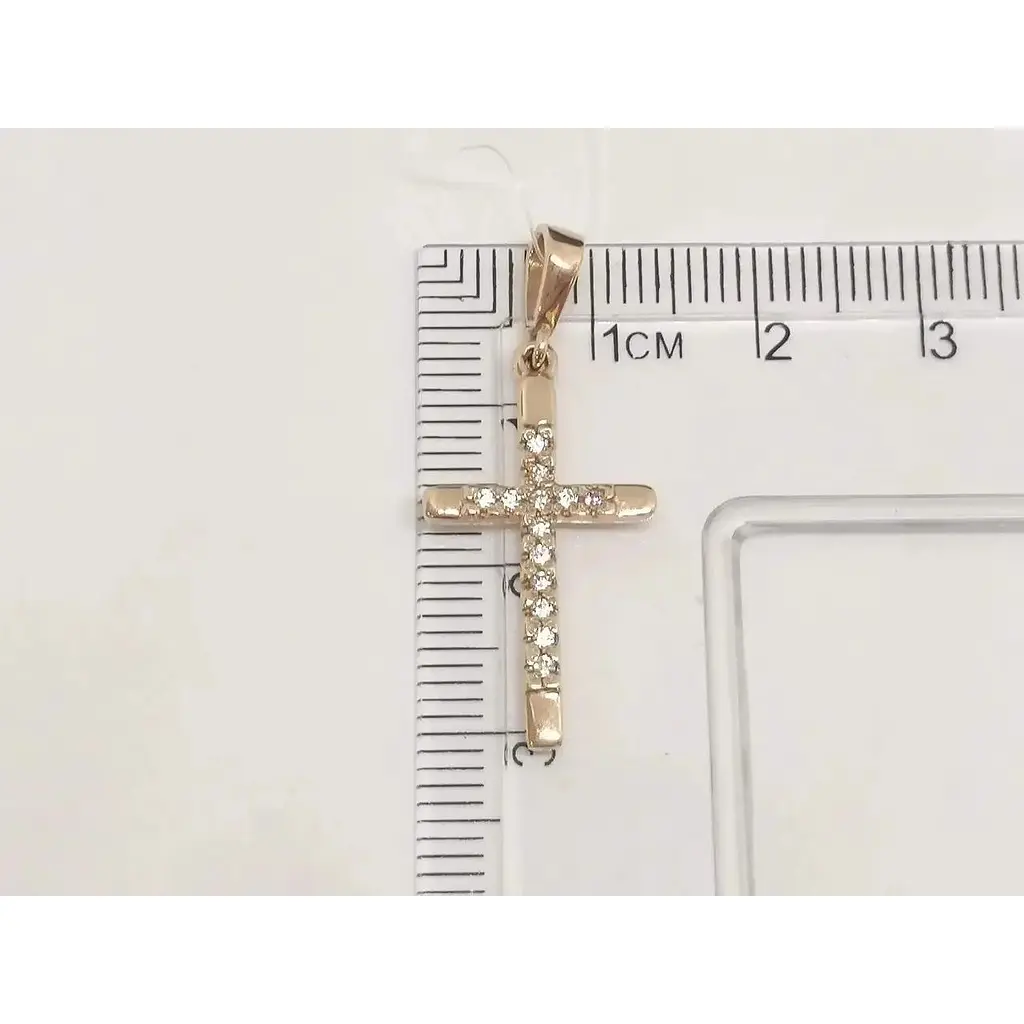 Золотой крестик Qvaliz с фианитами. 50300618 1.03 - фото 3