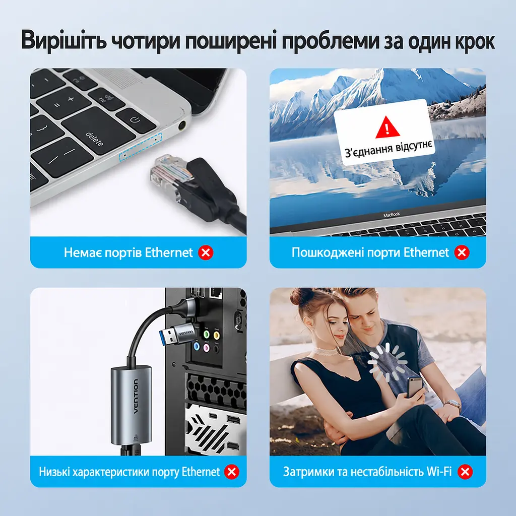 Мережевий Ethernet-адаптер Vention зовнішня мережева карта з USB-C або USB-A на RJ45 10/100/1000 Мбіт/с без встановлення драйверів у macOS та Windows 8–11 зі світлодіодними індикаторами мережі для Nintendo Switch через USB-порт док-станції із вбудованим кабелем 0,15 м сірий (CFQHB) - фото 15