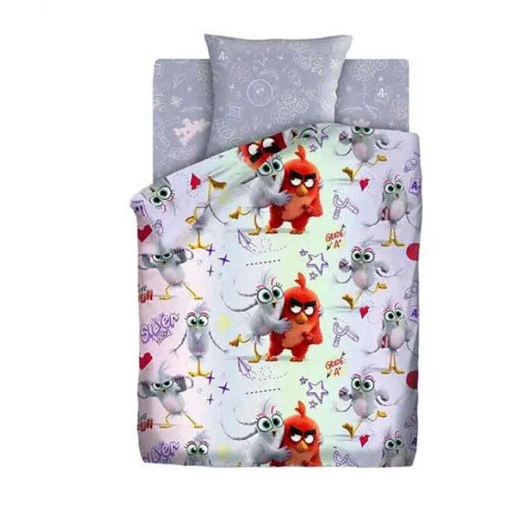 Комплект постільної білизни TAC Angry Birds полуторний 143x215 см Red and Silver сірий (21029)