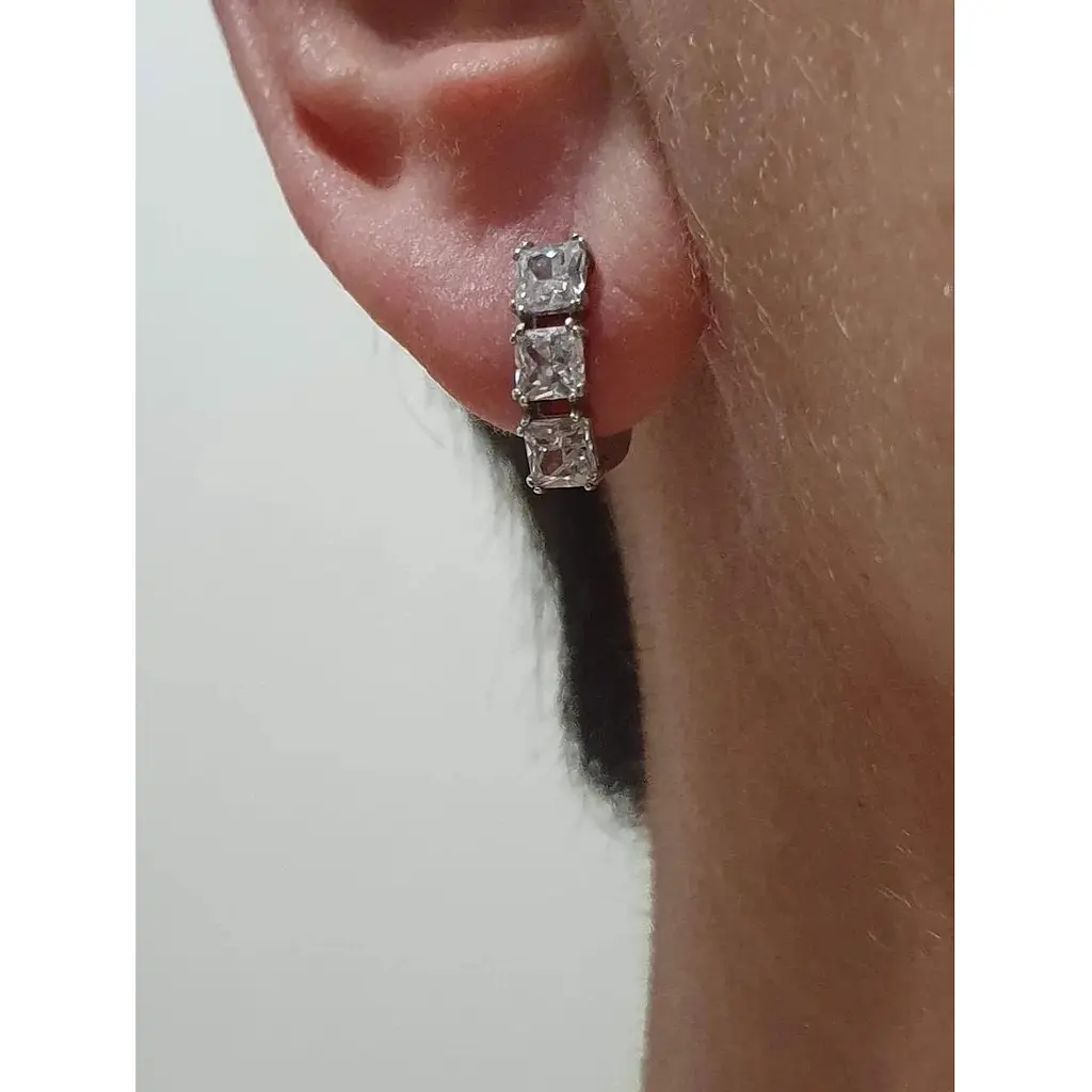 Срібні сережки Агні ТРІО з фіанітами. 2973/9Р-CZ - фото 2