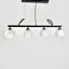 Видовжена люстра Лофт на 4 білих плафони | Line F | Арт. YQ307/4 AB+BK+WT - мініатюра 3