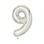 Шар воздушный фольгированный (102 см) Цифра 9 серебро - миниатюра 1