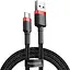 Кабель Baseus Cafule USB для Type-C 3A 1m red black (CATKLF-B91) - мініатюра 1