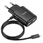 Зарядне з кабелем Мережевий зарядний пристрій Hoco C82A Real power 2USB 2.4A +Lightning - мініатюра 1