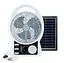 Вентилятор на сонячній батареї N288 8" + 2 LED лампи, радіо (2 швидкості) 6Вт Bluetooth USB 3.2V 5500 мАг - мініатюра 1