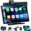 Портативний екран LAMTTO Carplay для автомобіля 9" Carplay та Android Auto з камерою керування 4K - мініатюра 1