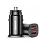 Авто адаптер - ЗП Baseus Square metal A+A 30W Dual QC3.0 Car Charger+ SCP AFC Черный - миниатюра 1