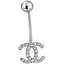Серебряная серьга для пирсинга пупка з фианитами. 7030.1С - миниатюра 1