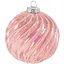 Елочный шарик Chomik стеклянный розовый рельефная волна 8 см (BOZ4761) - миниатюра 1
