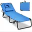 Шезлонг Costway Hanna розкладний з отвором для обличчя блакитний - мініатюра 4