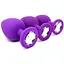 Комплект силіконових анальних пробок із кристалом SKN-KSIL-02 (розмір S, M, L), Фіолетовий - мініатюра 4