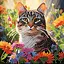 Алмазная мозаика Кот среди цветов ZAV1818-12, 18х18 см - миниатюра 1