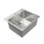 Кухонная мойка Platinum Handmade 500x450x220 (толщина 3,0/1,5 мм корзина и дозатор в комплекте), Нержавеющая сталь - миниатюра 3