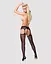 Сетчатые чулки-стокинги с кружевным поясом Obsessive Garter stockings S307 черные имитация S/M/L - миниатюра 4